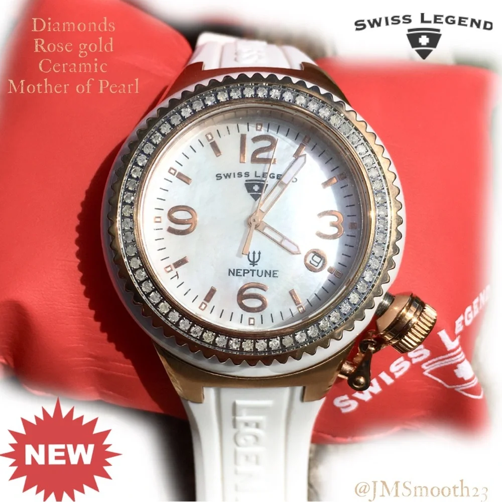 💎🆕Vintage Swiss Legend w/ 💎 60 Diamonds Mother of Pearl & Rosegold watch